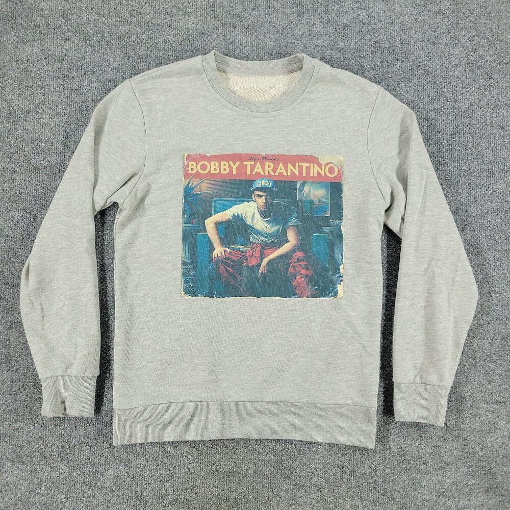 Bobby Tarantino Sweatshirt Men's Small Gray Logic Graphic Crew Neck Long Sleeve
